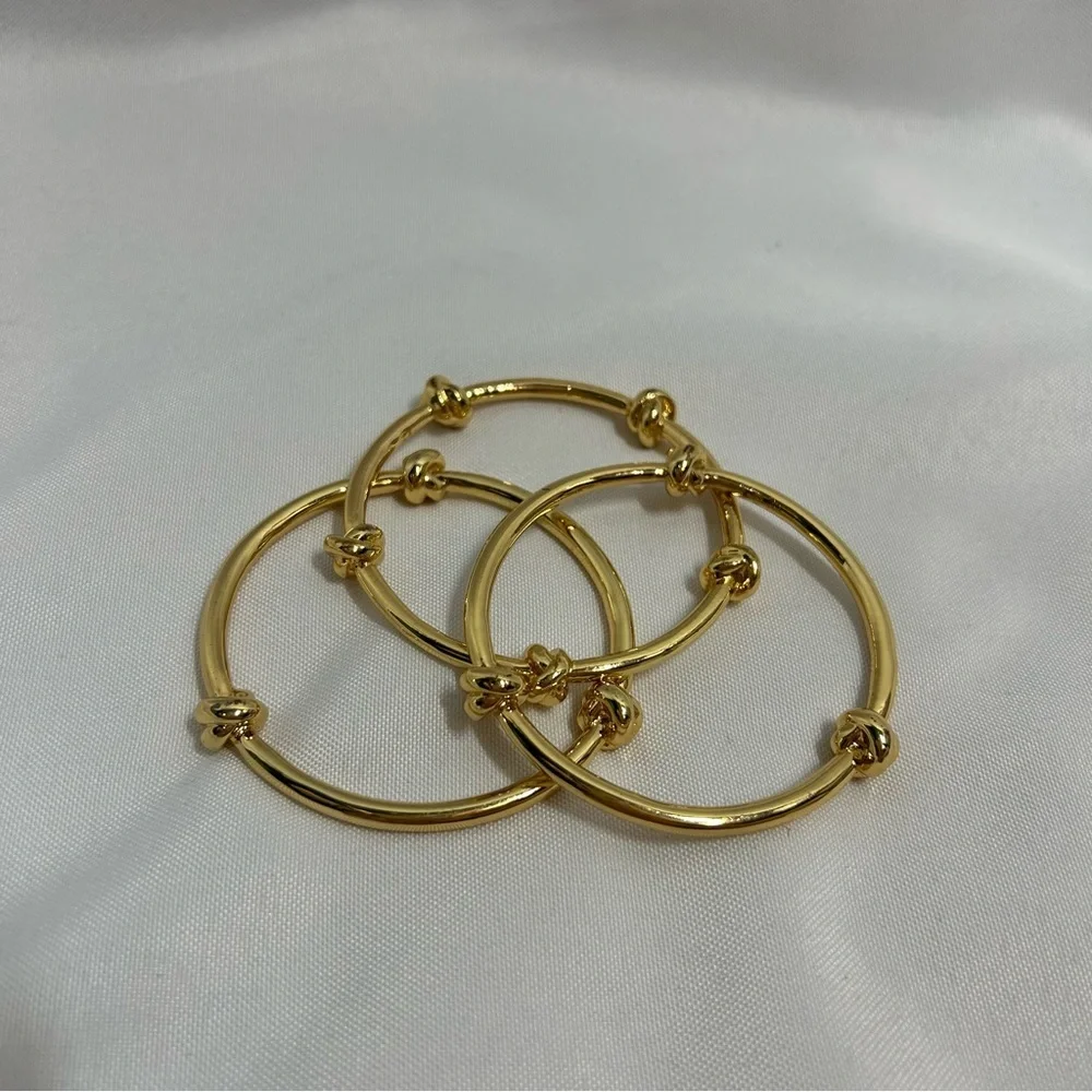 3 Gold Bangle Bracelets Knots Metal Women’s Jewelry